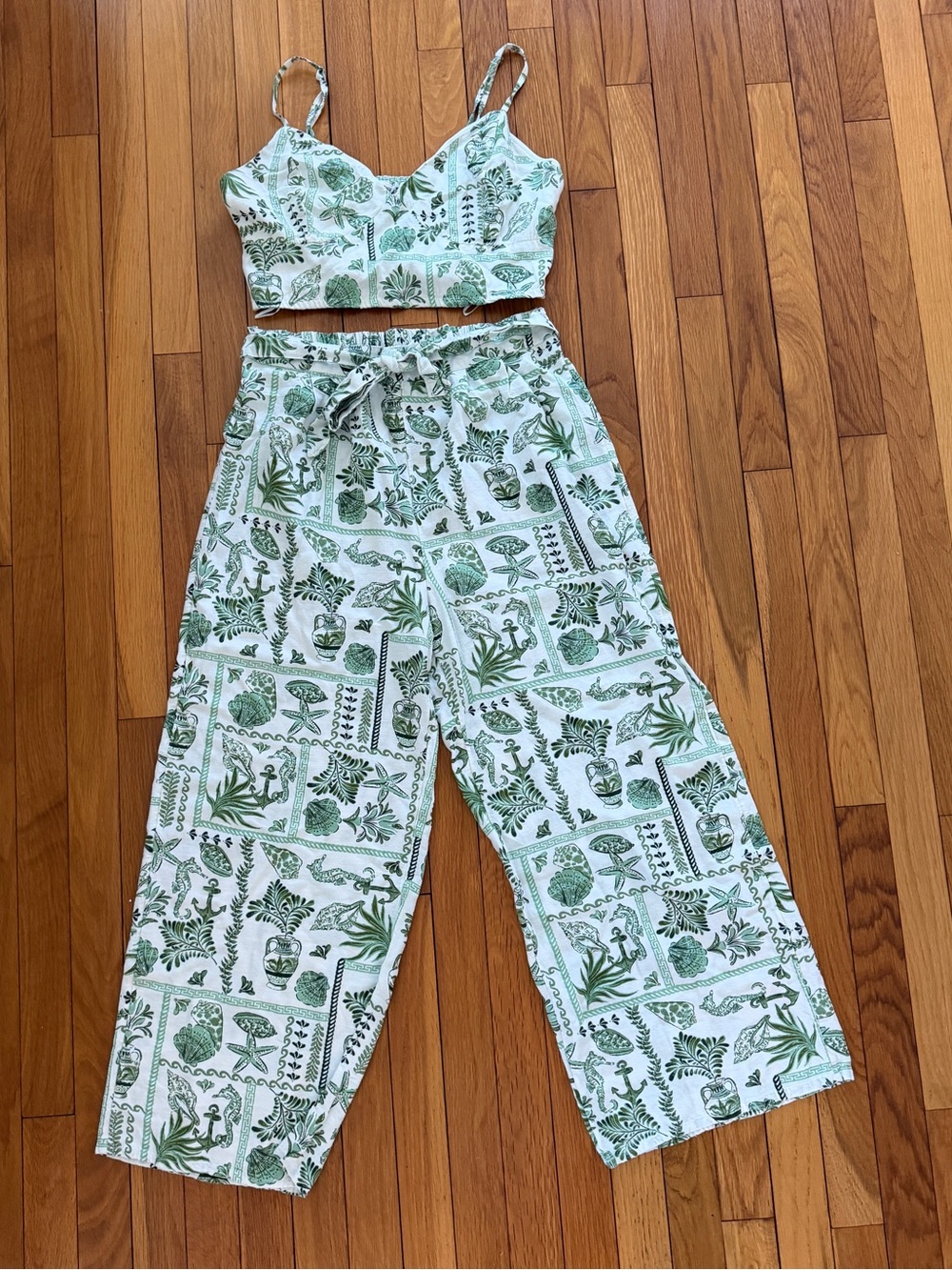 Green Botanical Print Matching Set